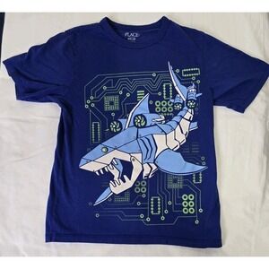 Children's Place Boy's Size Medium (7-8) Blue Shark T-shirt